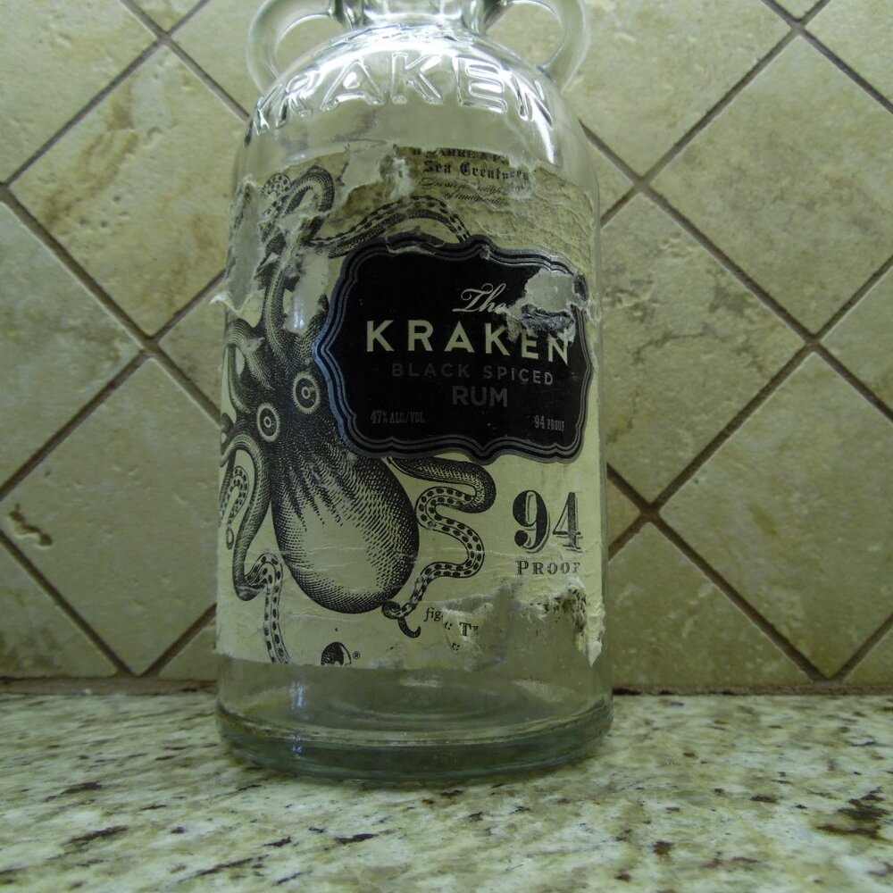 THE KRAKEN 750ML EMPTY RUM BOTTLE